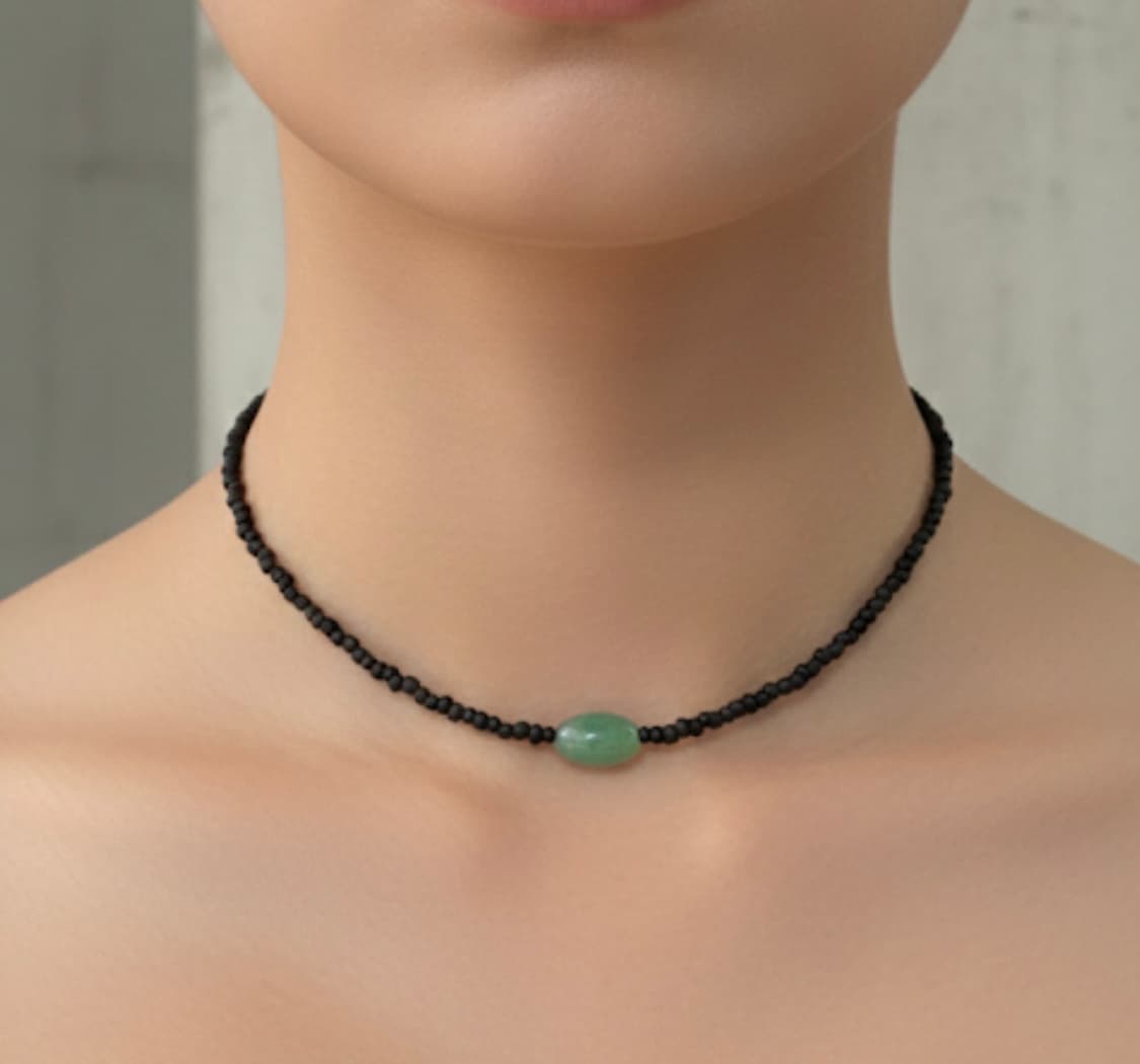블랙 코드 그린 스톤 목걸이 상품이미지4