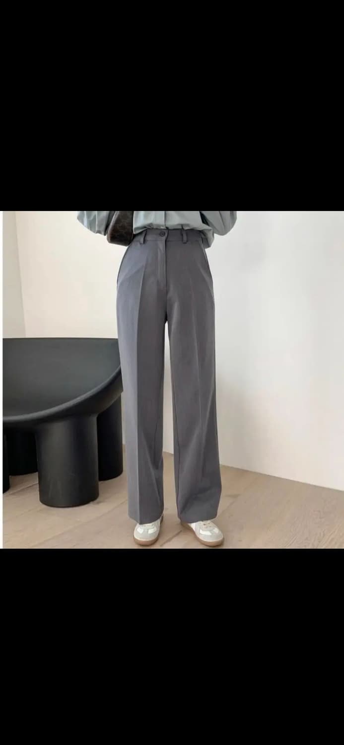 [새상품] 에이블리 쇼퍼랜드 와이드 일자 슬랙스 팬츠 그레이 상품이미지2