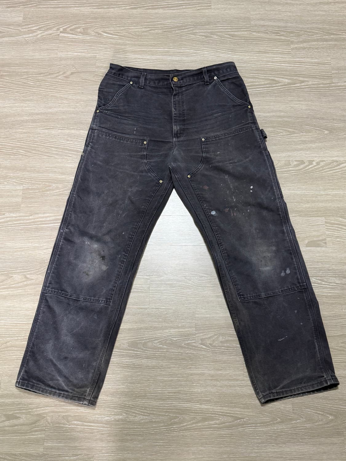 90s 칼하트 더블니 블랙 페인팅 36x32 USA made 상품이미지1