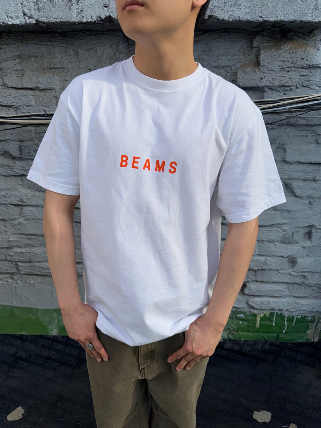BEAMS 빔즈 오렌지 로고 반팔티셔츠(XL) 상품이미지2