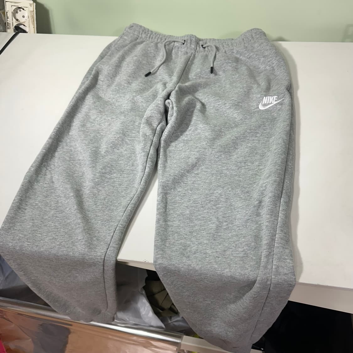 우먼L 나이키 기본로고 그레이 밴딩 코튼 조거팬츠 상품이미지5