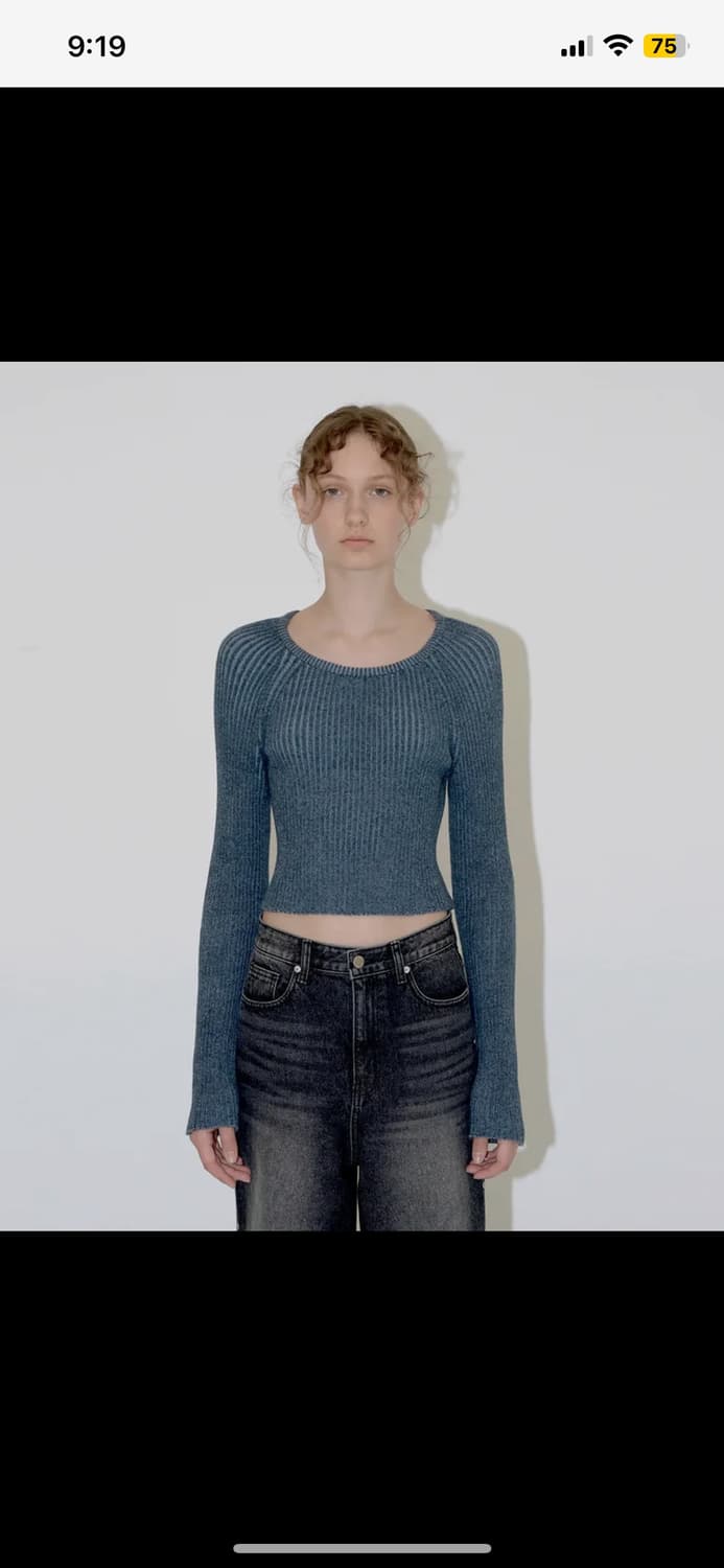 다이애그널 CONTRAST LINE RIBBED KNIT (blue) 상품이미지1