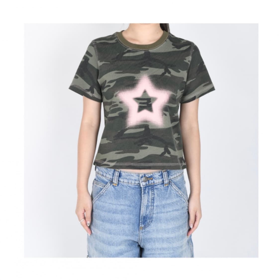 aeae 밀리터리 별 반팔 세미 크롭티⭐️ 상품이미지2