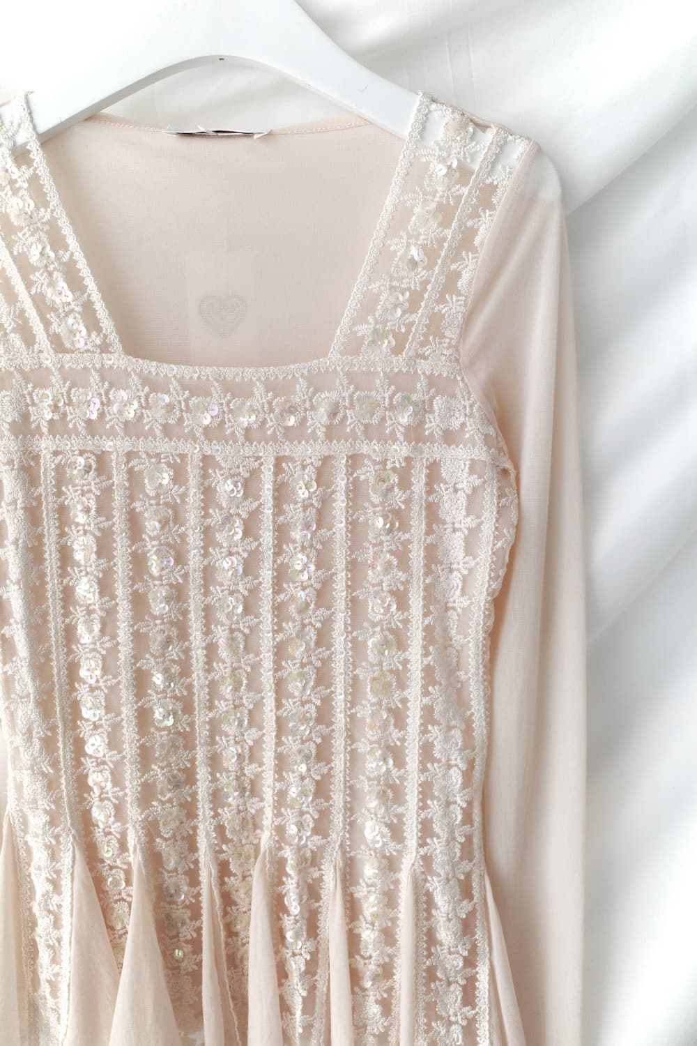 beads flower see-through T  상품이미지2