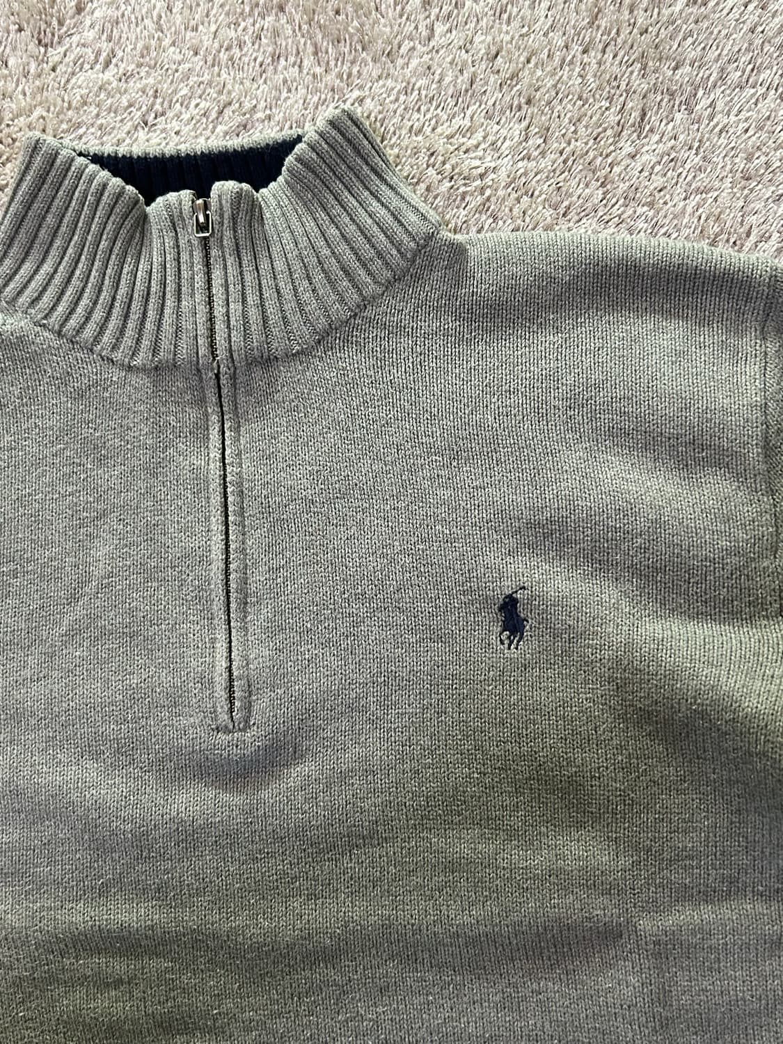 Polo knit jip-up - khaki (100) 상품이미지2