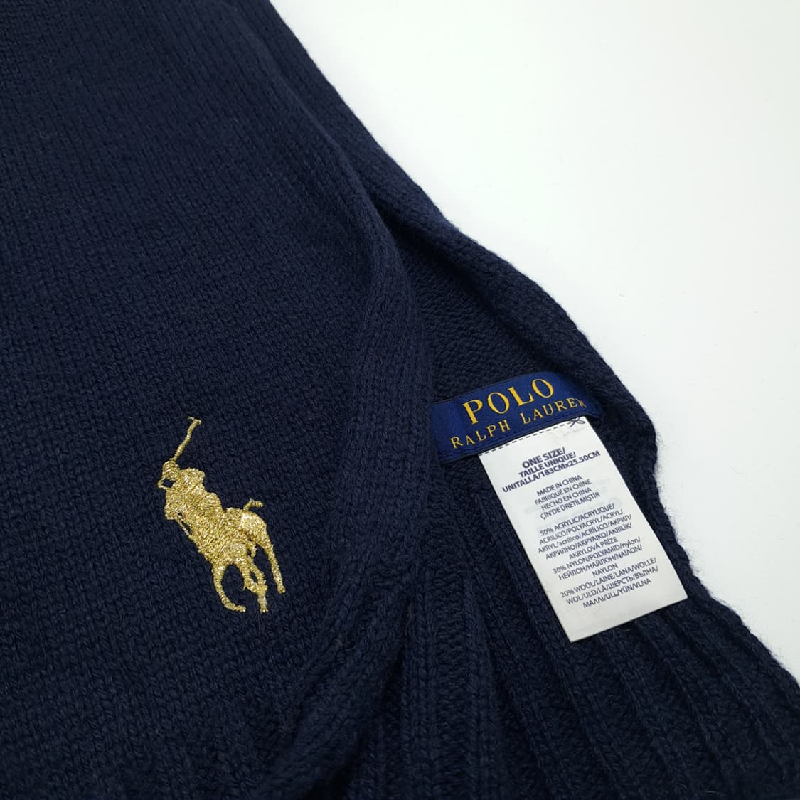 MX345 폴로 랄프로렌 네이비 금장 빅로고 울 니트 목도리 머플러 상품이미지5