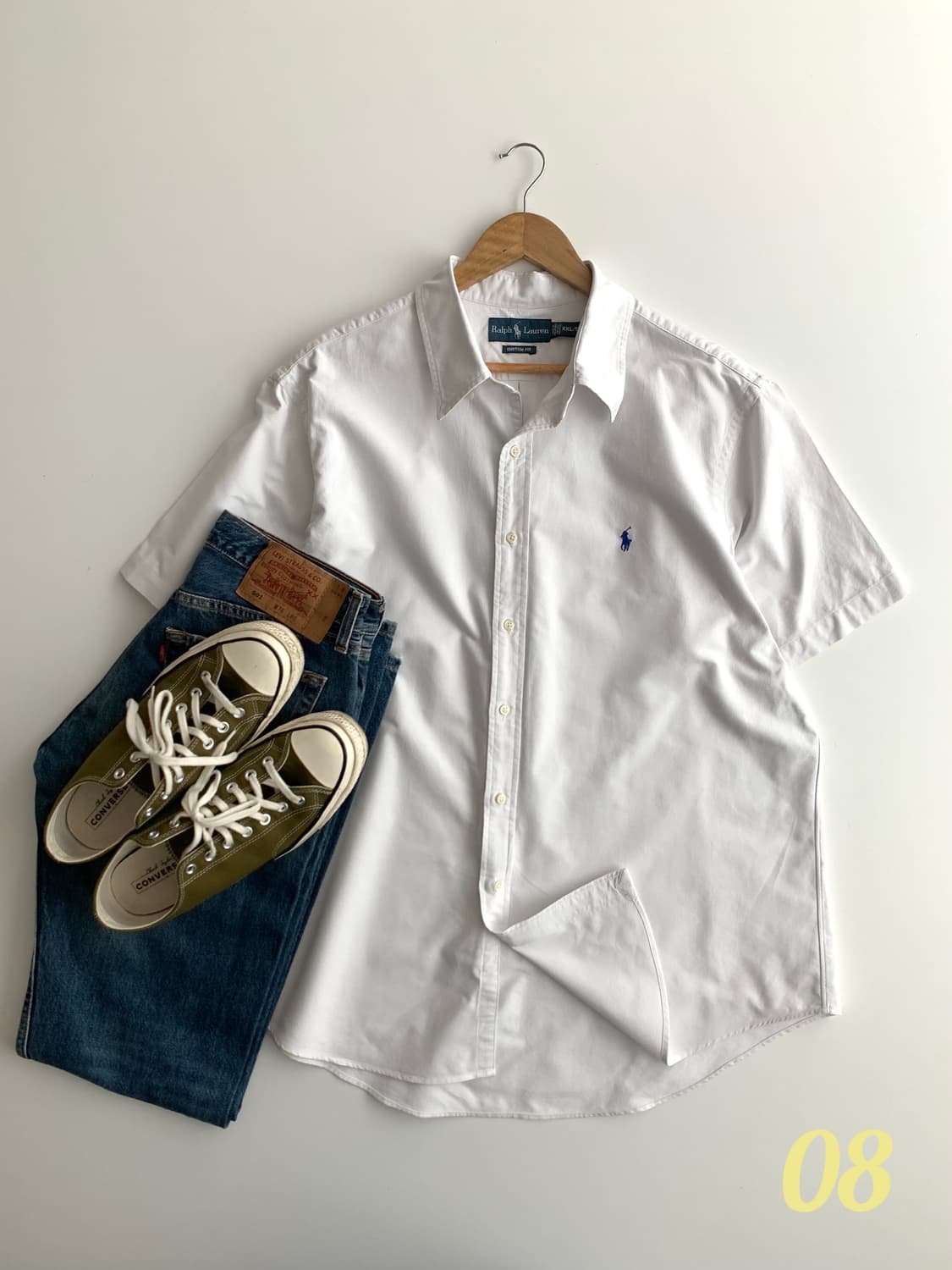 폴로 랄프로렌 화이트 반팔 셔츠 XXL 상품이미지1