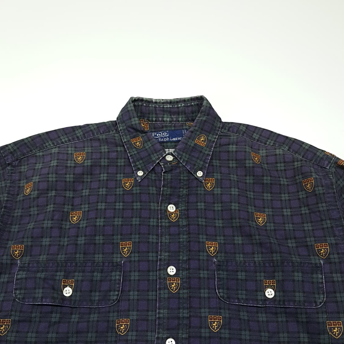 CK058 XL 폴로 90s 캐나다판 모던 블랙워치 크레스트 셔츠 남방 상품이미지2