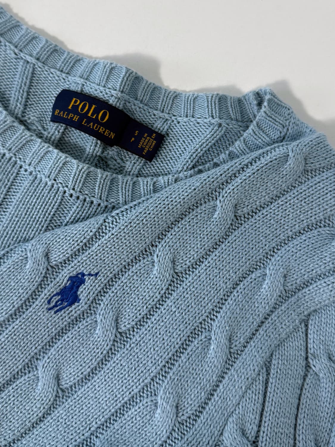 폴로 랄프로렌 루즈핏 신형 스카이블루 코튼 꽈배기 니트 상품이미지2