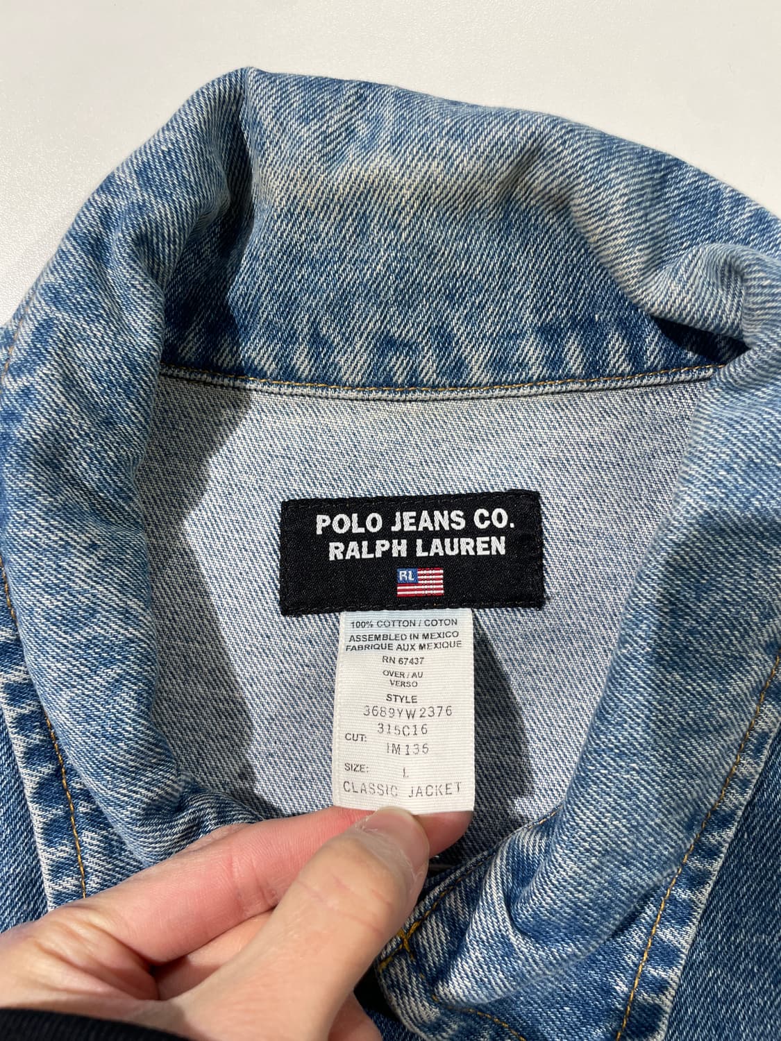 폴로 진스 클래식 연청 성조기 트러커 데님 자켓 상품이미지7