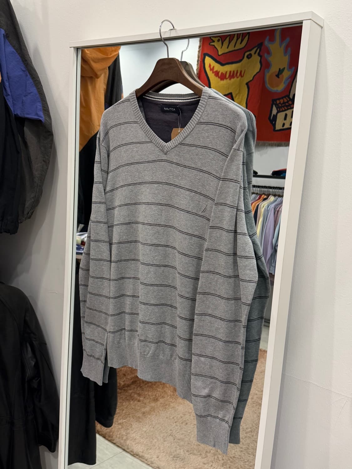 Nautica 노티카 스트라이프 브이넥 니트 상품이미지1