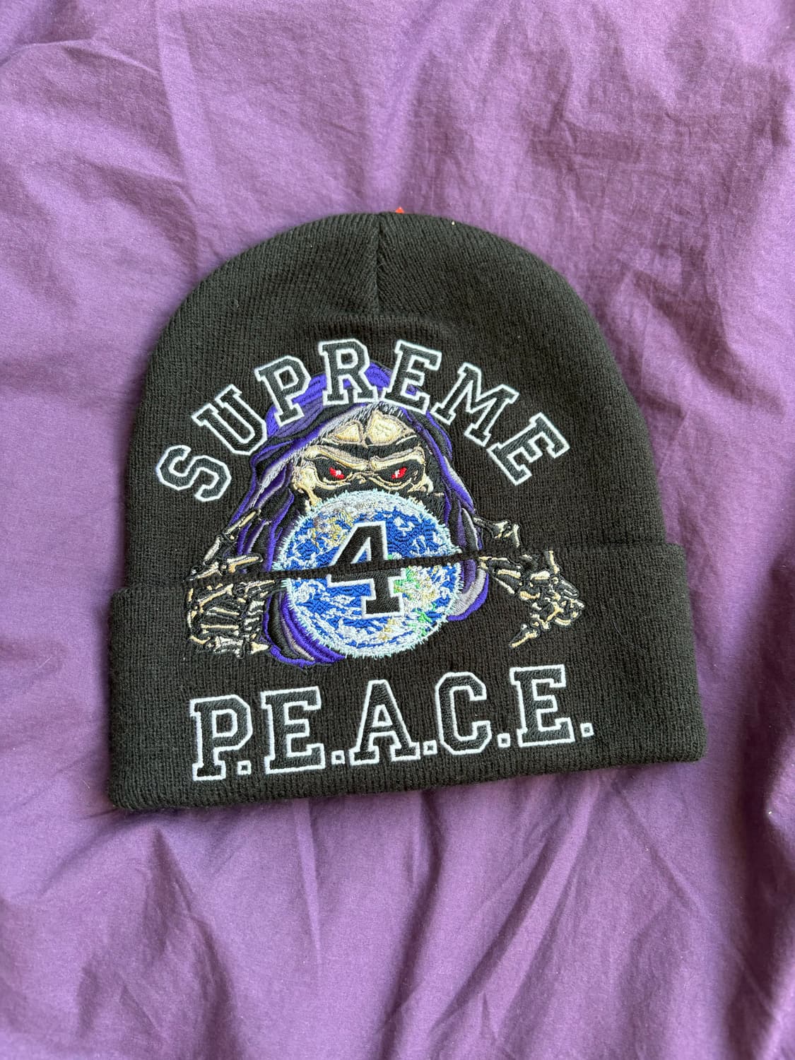 슈프림 피스 자수 비니 블랙 - 23FW 상품이미지2