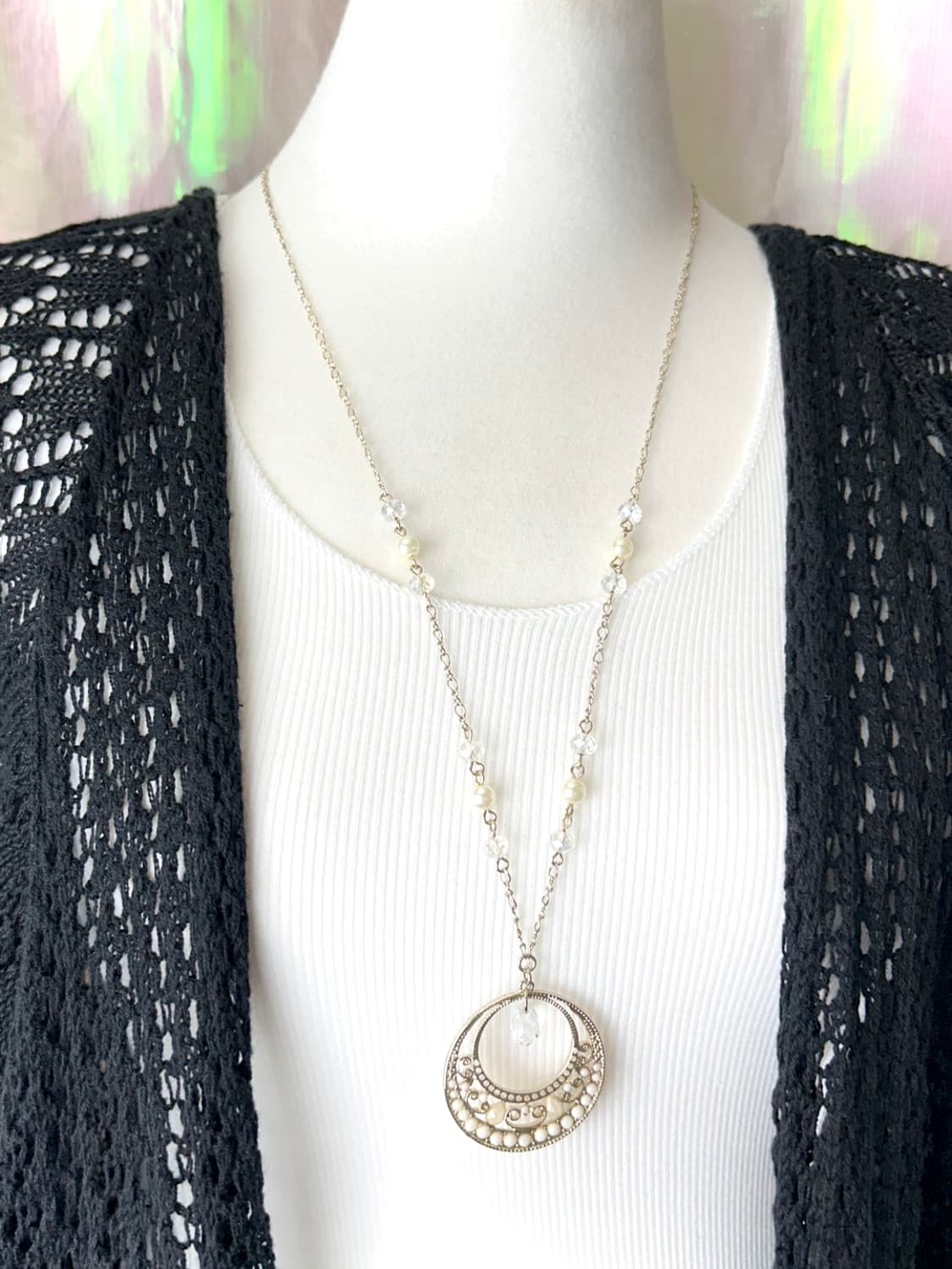 빈티지 오리엔탈 화이트 페어리 골드 목걸이 상품이미지2