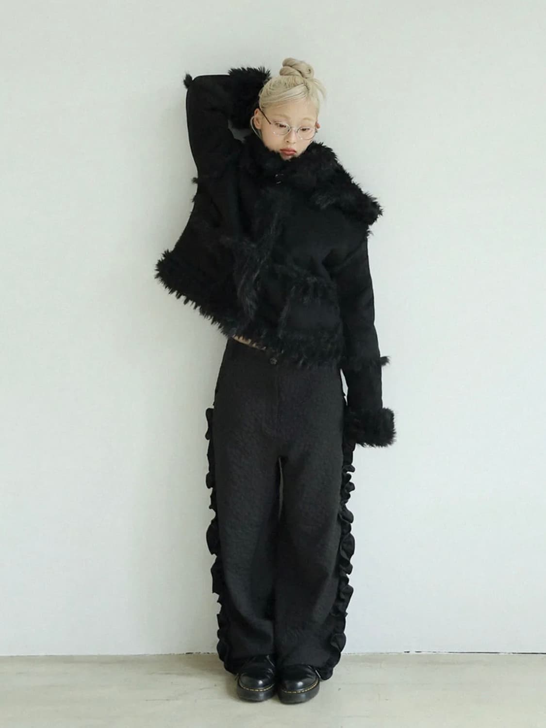 어글리쉐도우 리버시블 시어링 자켓 (블랙) 상품이미지4