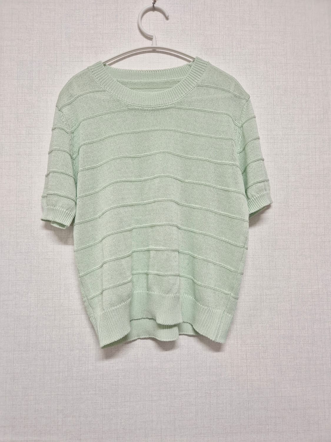 민트색 반팔 니트 티셔츠 상품이미지1