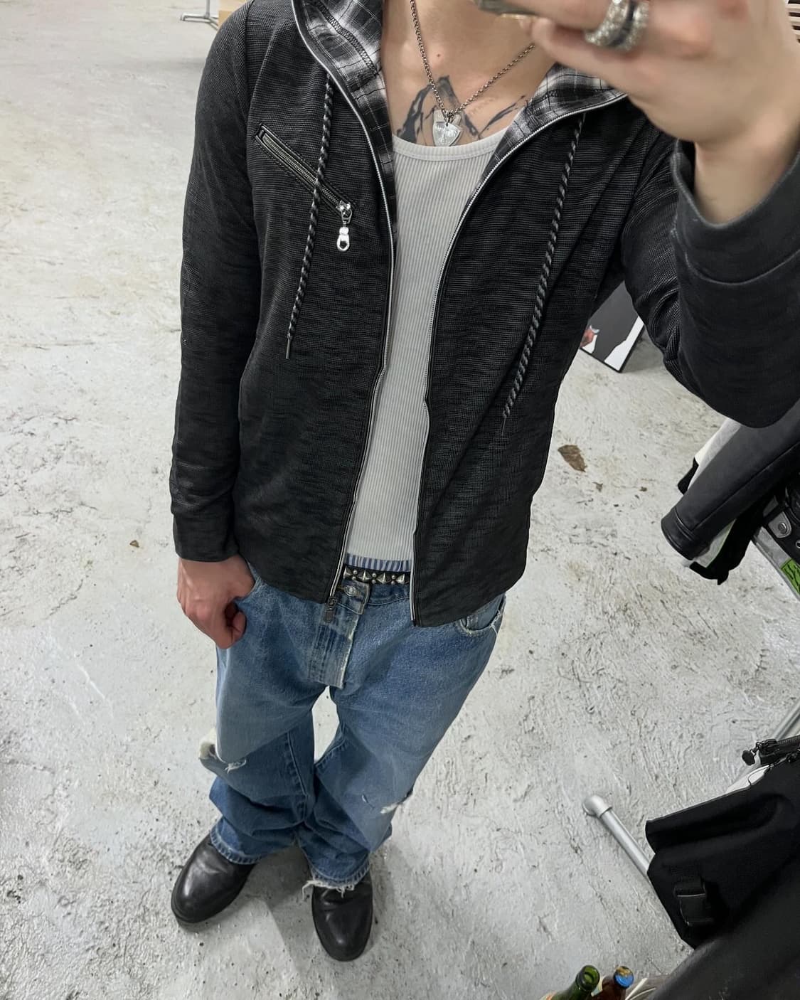 plus one zip detail hood zip up 상품이미지1