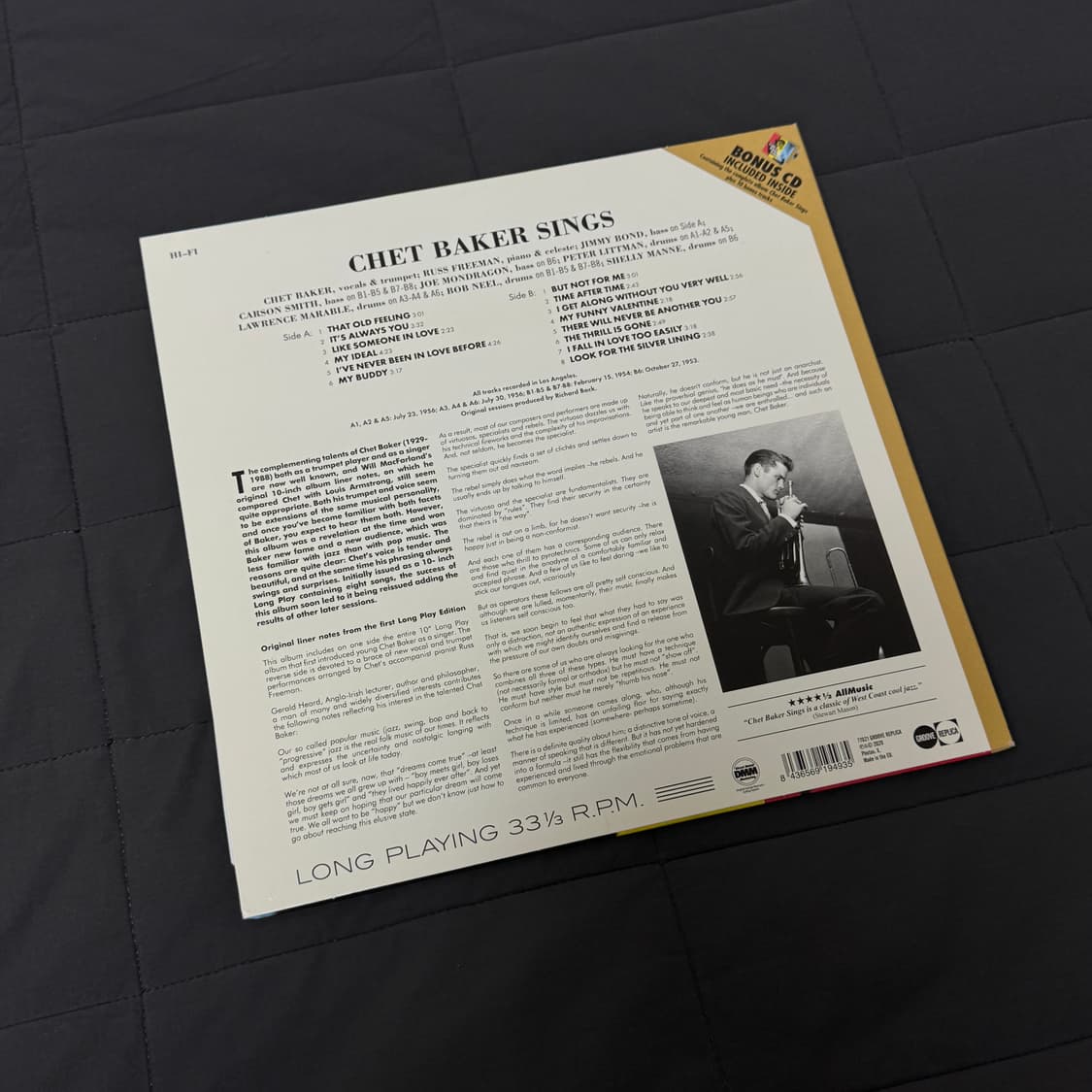 쳇 베이커 chet baker sings LP 바이닐 새상품 상품이미지2