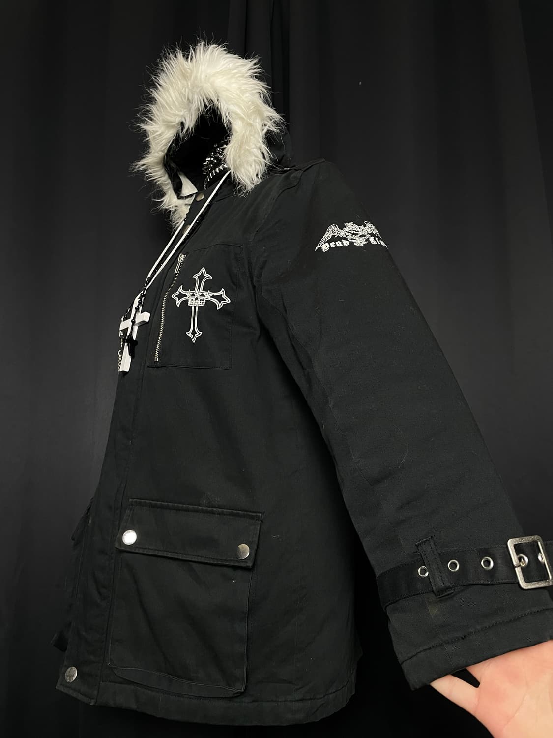 DEORART 디오라르트 펑크 십자가 체인 버클 블랙 자켓 상품이미지5