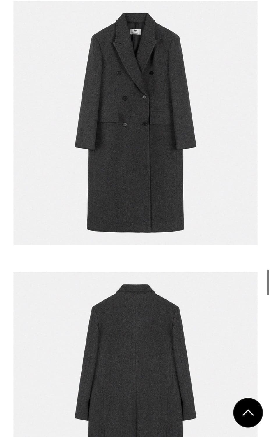 르 울 클래식 더블 브레스티드 코트 차콜 새상품 상품이미지3