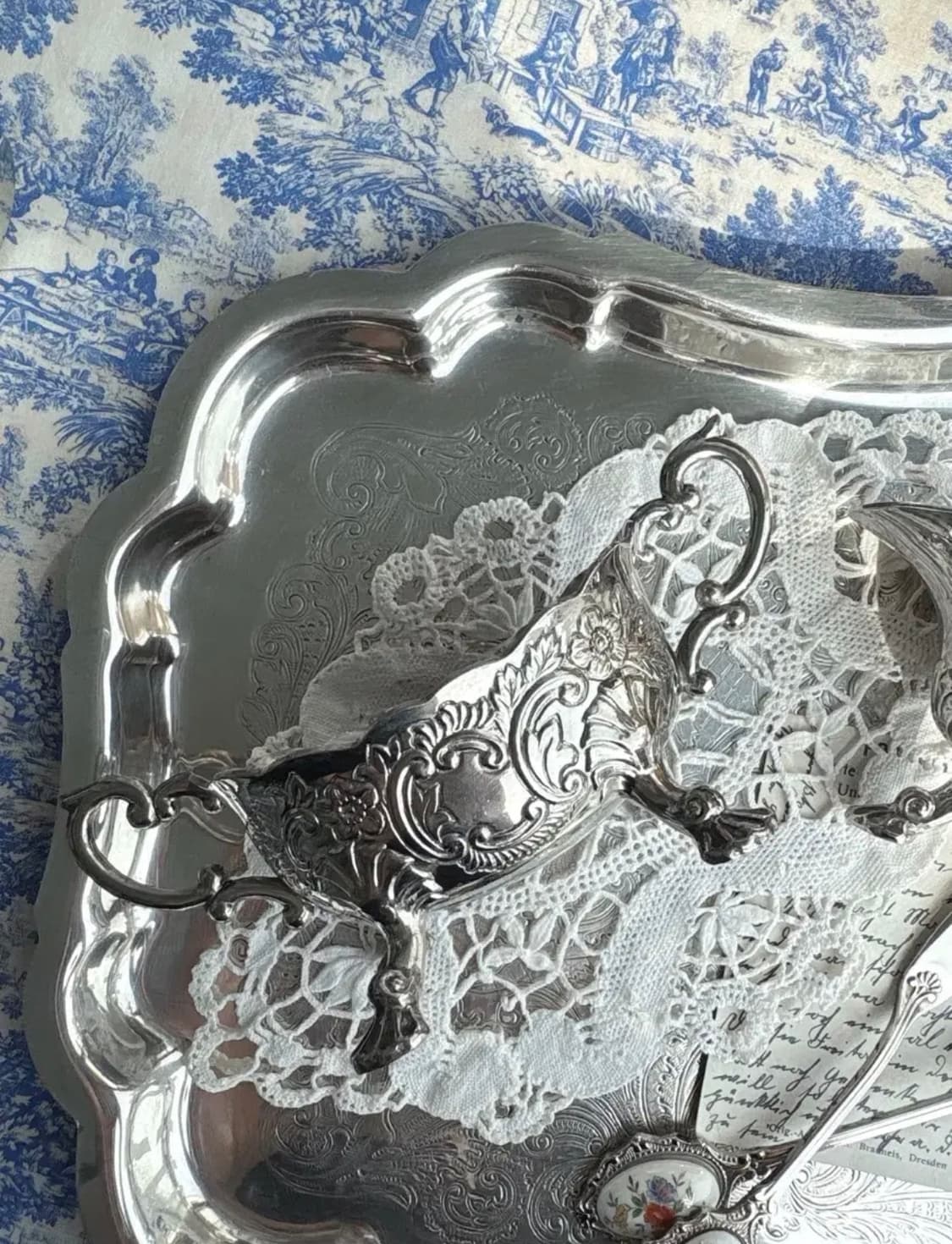 앤틱 실버플레이트 욕조모양 크리머 슈가볼세트 상품이미지4