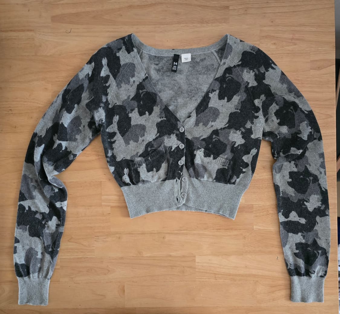 y2k 카무플라주 앙고라 크롭 카디건(H&m빈티지) 상품이미지6