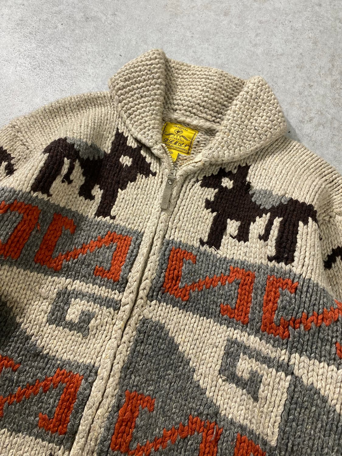 [L] Vintage 빈티지 헤비 울 핸드니트 코위찬 집업 상품이미지2