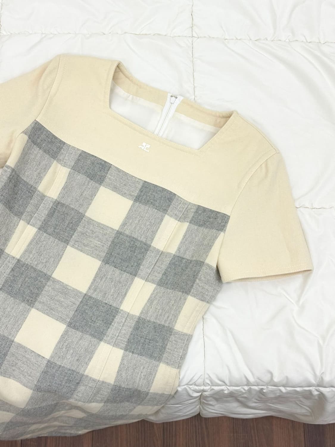 courreges / 꾸레쥬 울 캐시미어 체크 원피스  상품이미지1