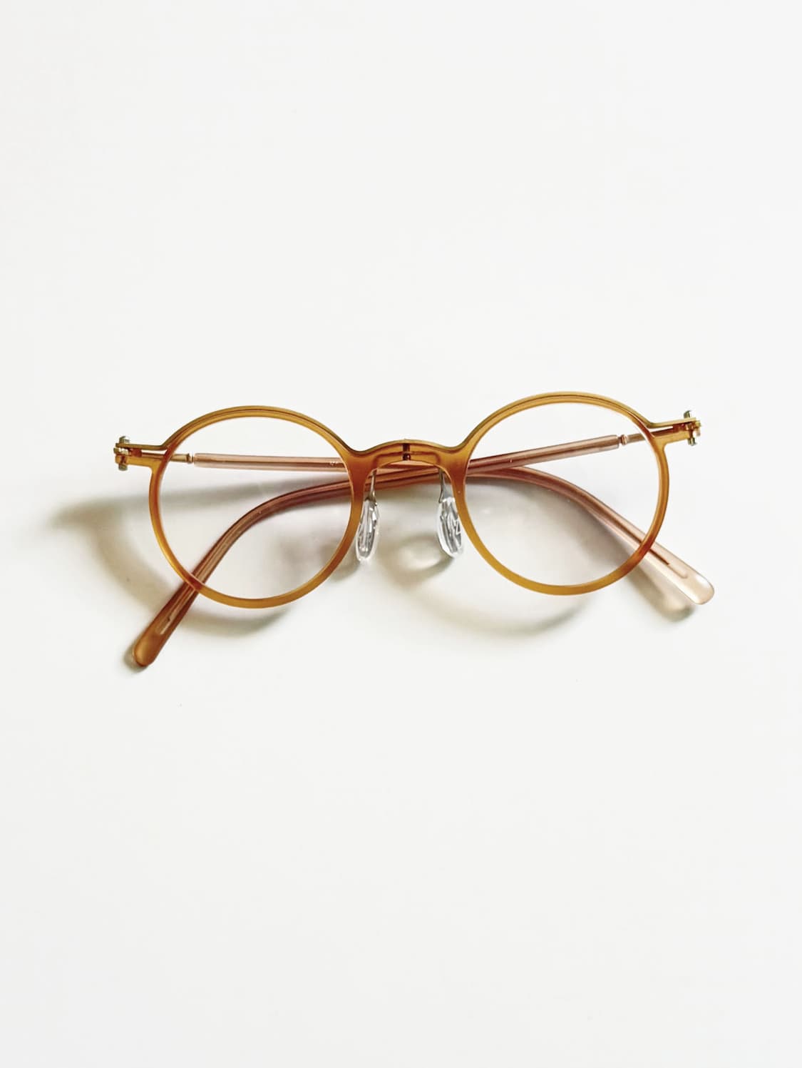 클래식 브라운 라운드 콤보 프레임 빈티지 안경 상품이미지1