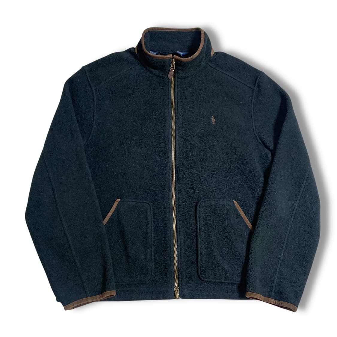 [XL~2XL] 폴로 스웨이드 트리밍 플리스 집업 자켓 상품이미지1