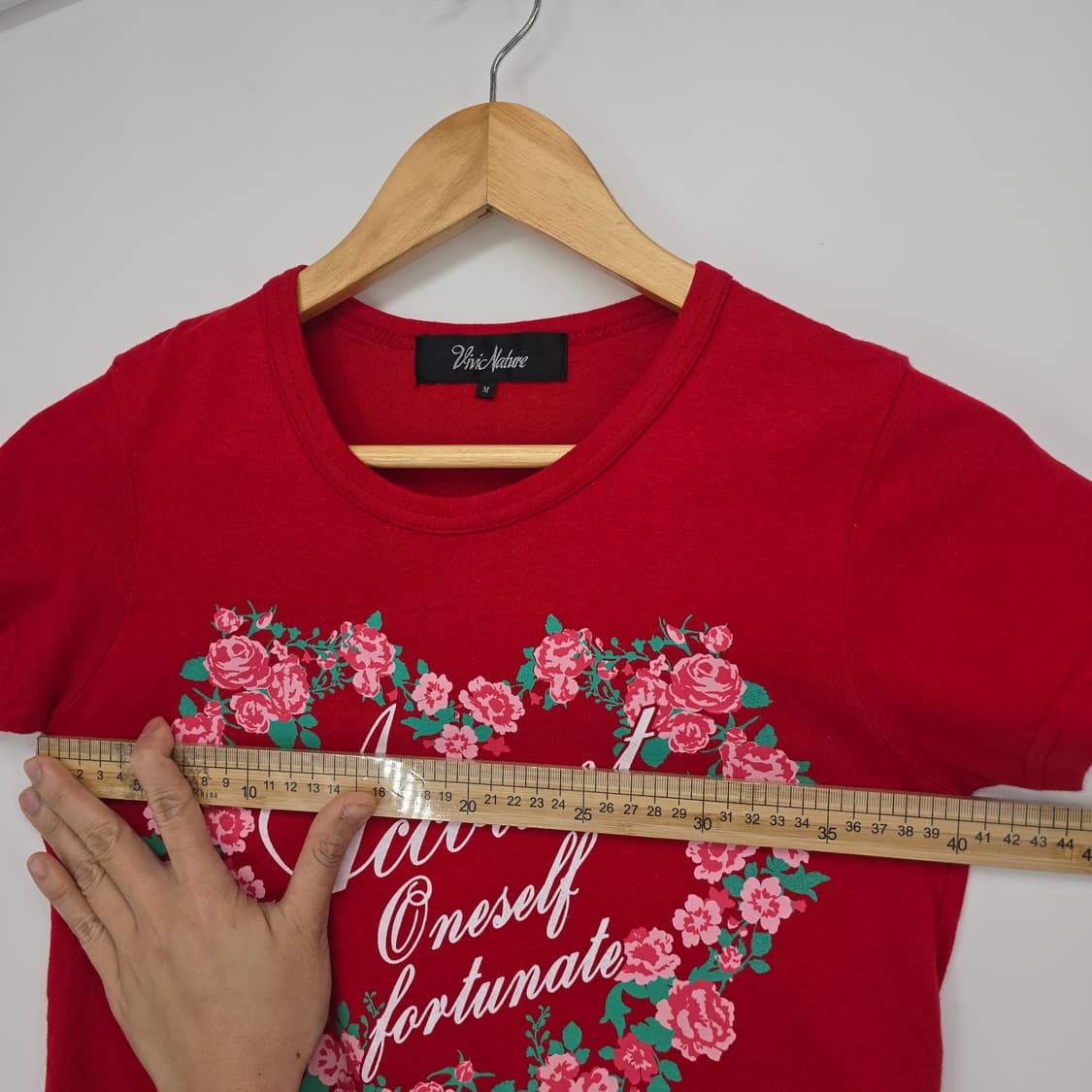 일본 Vivi Nature 레드 플라워 하트 티셔츠 상품이미지7