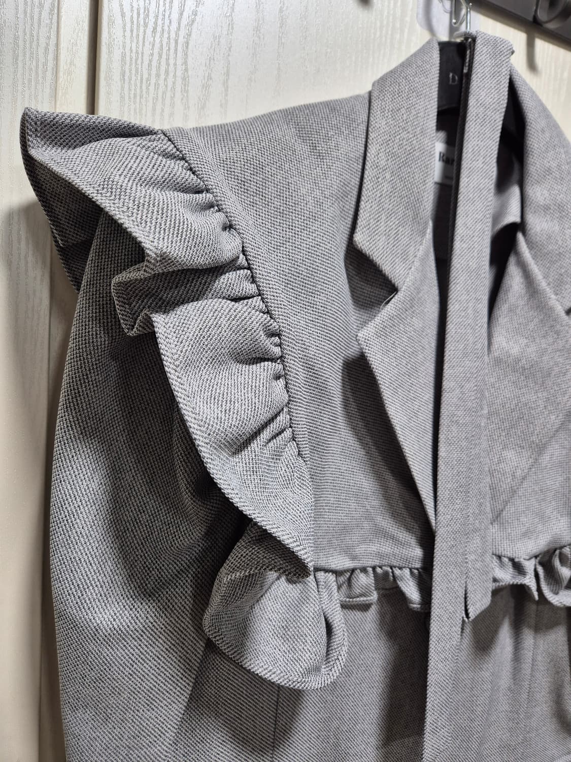 (타임세일)(새상품)DINT 딘트 잔체크 프릴 블라우스 자켓 상품이미지5