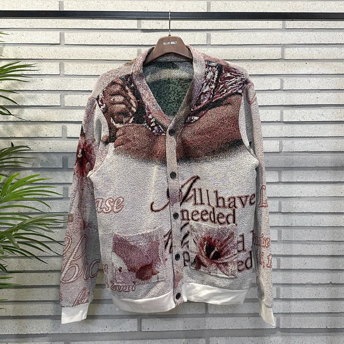 USA VINTAGE 러그 블랭킷 리메이크 가디건 그래픽 패턴 핑크 상품이미지2