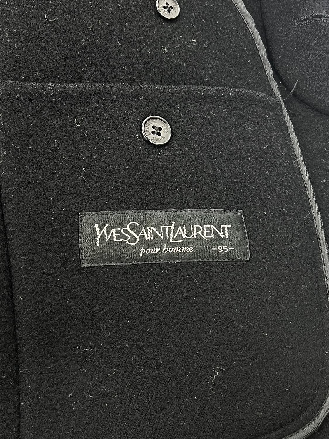 이브 생로랑 뿌르 옴므 블랙 히든 버튼 울 숏 코트 상품이미지8