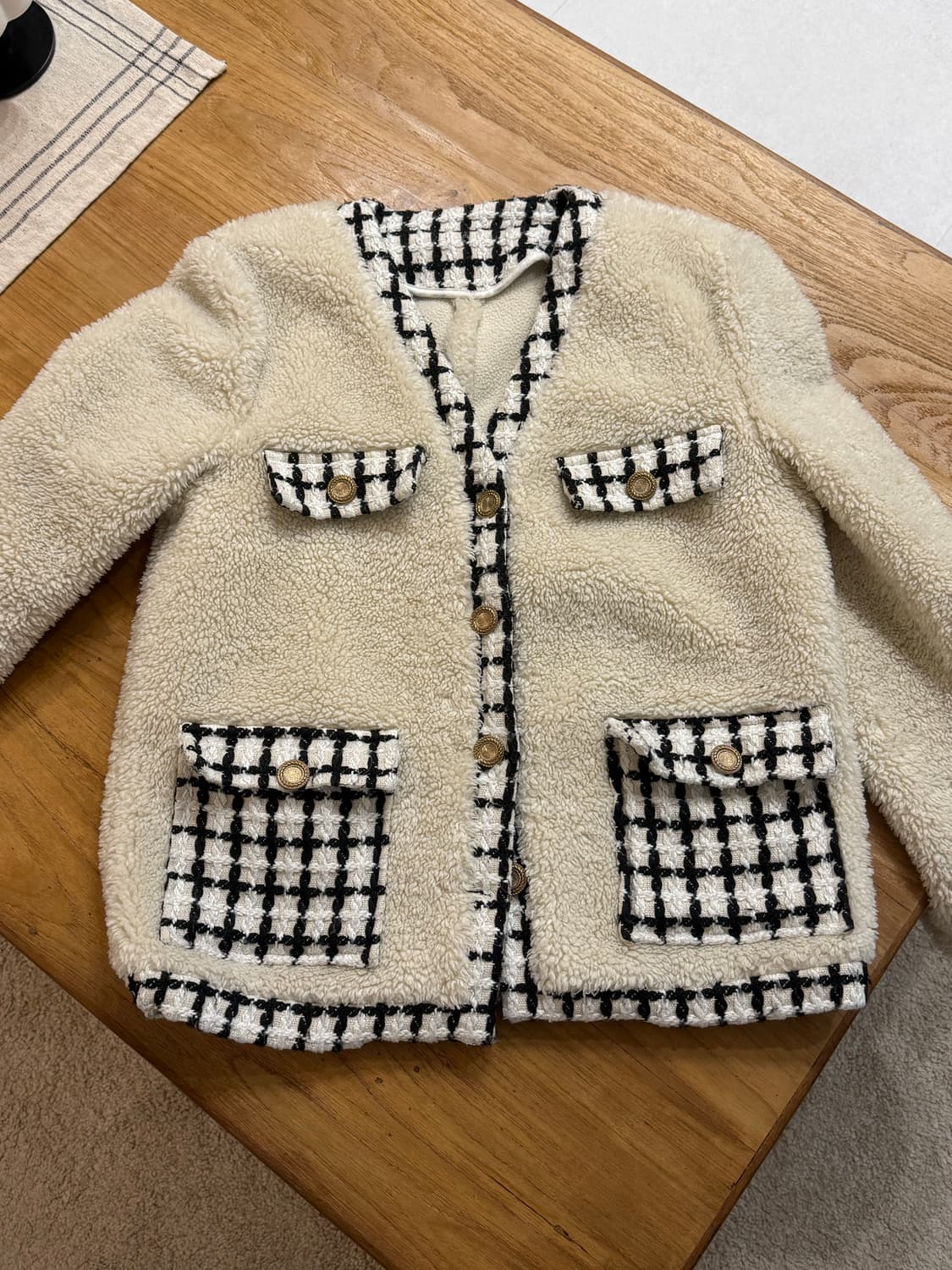 리본타이 나흐나흐 시어링 트위드 자켓 상품이미지2