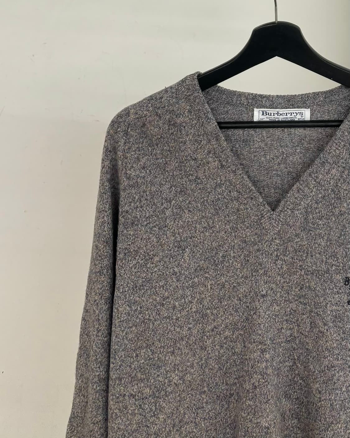 버버리 빈티지 그레이 브이넥 울 니트 상품이미지3