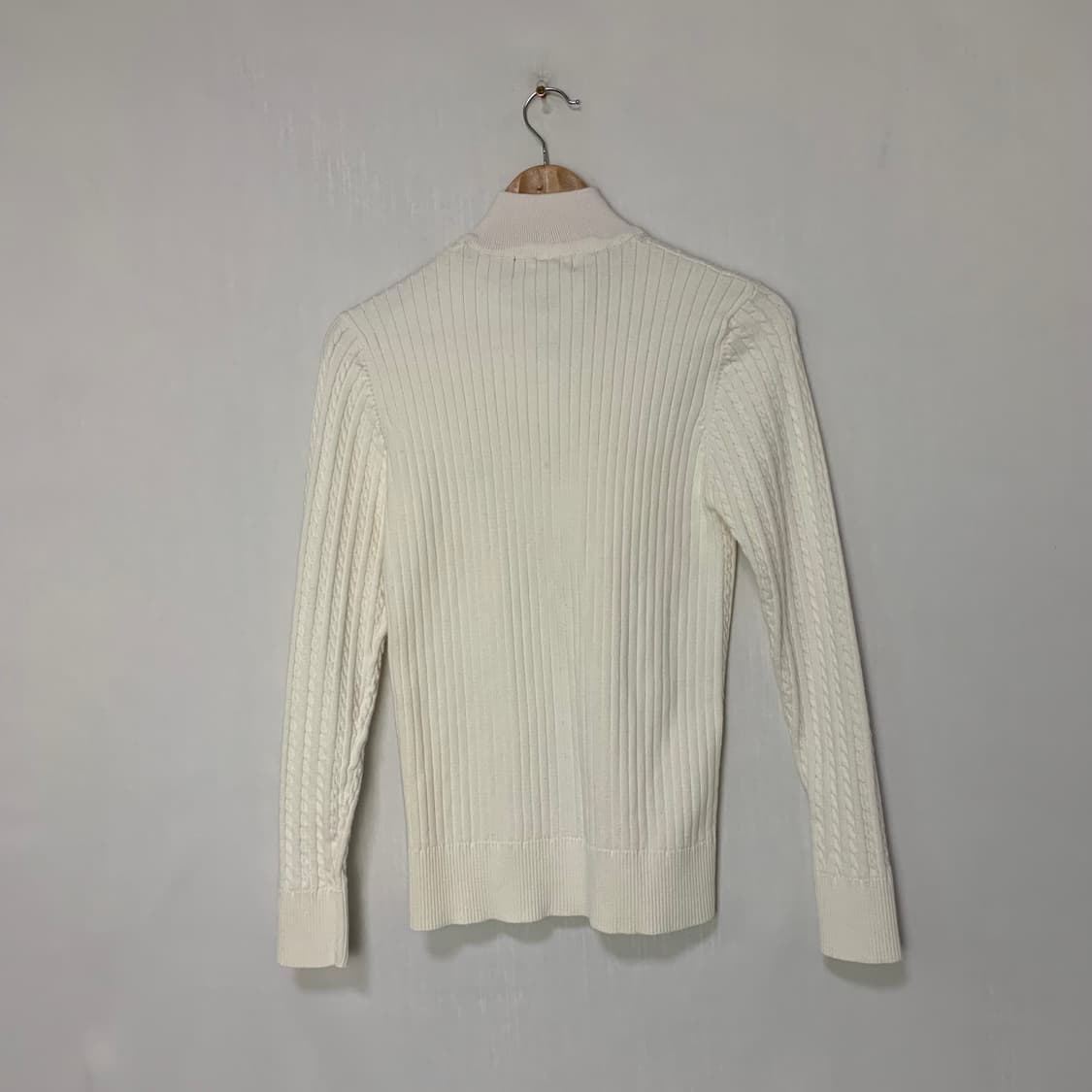 폴로 랄프로렌 빈티지 케이블 니트 아이보리 반집업 여성 L 상품이미지5