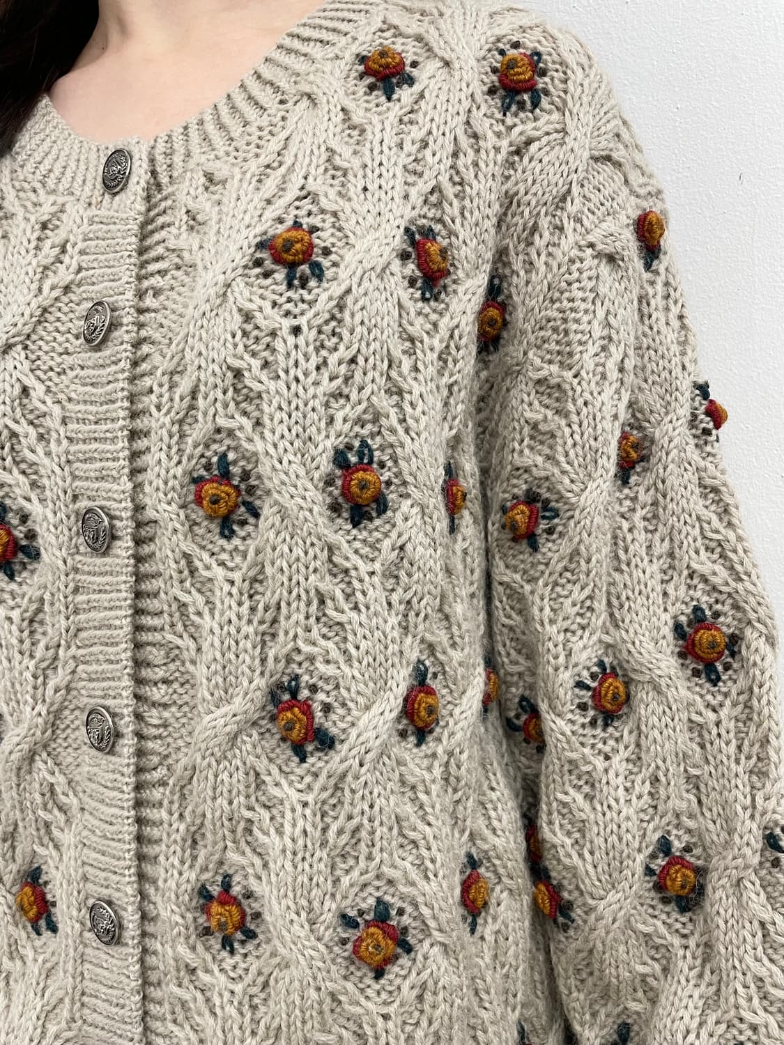 플로럴 모티브 디테일 버튼 가디건 상품이미지3