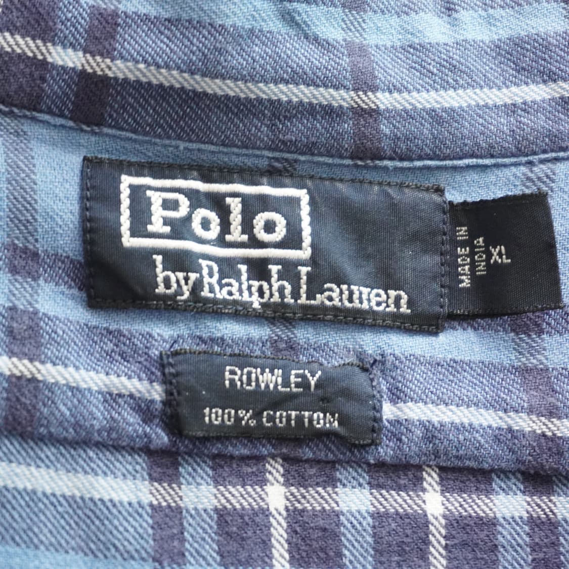 90s [XL] 폴로 랄프로렌 블루 체크 반팔 셔츠 상품이미지7