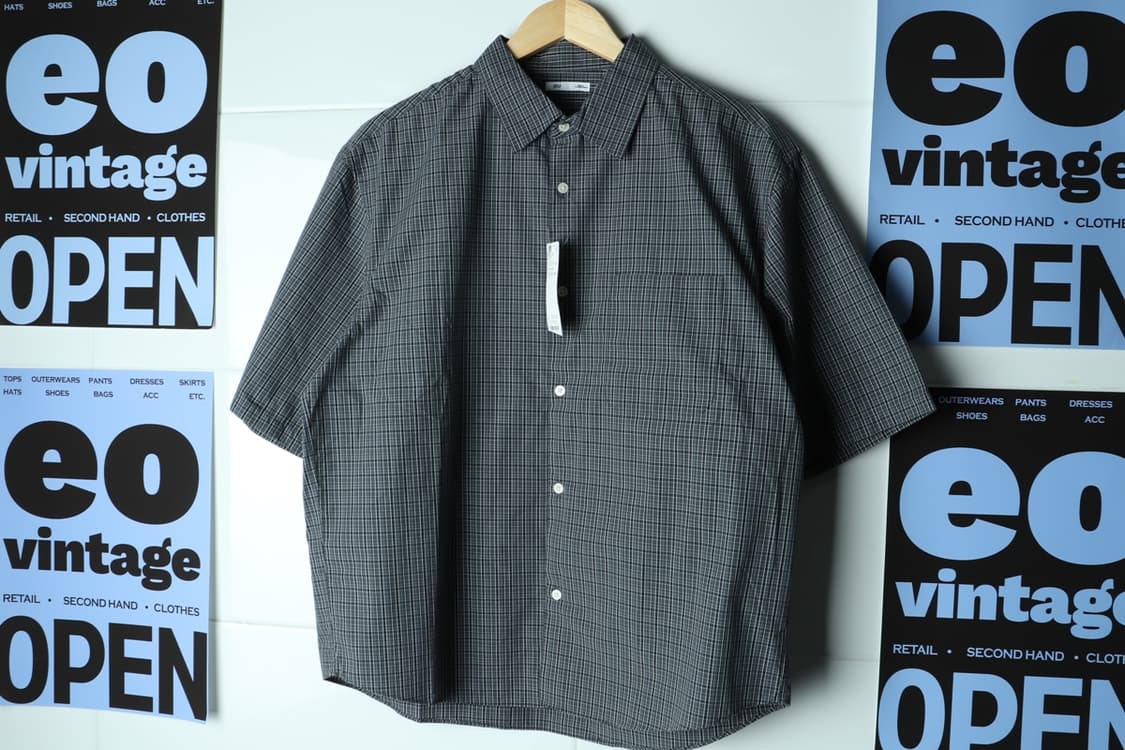 (L-XL) 반팔 카라 티셔츠 새상품 체크 아메카지-H32884 상품이미지2