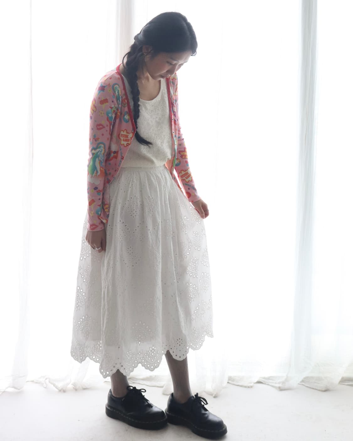 [Beams Heart] White Broderie Lace Skirt 상품이미지5