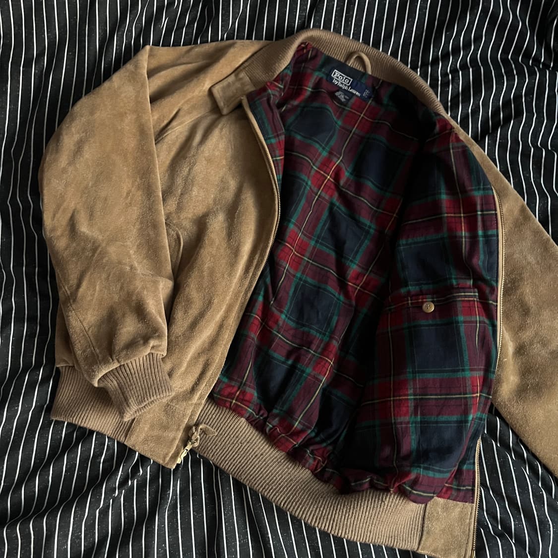 90s 폴로 스웨이드 헤링턴 자켓 L 베이지 상품이미지3