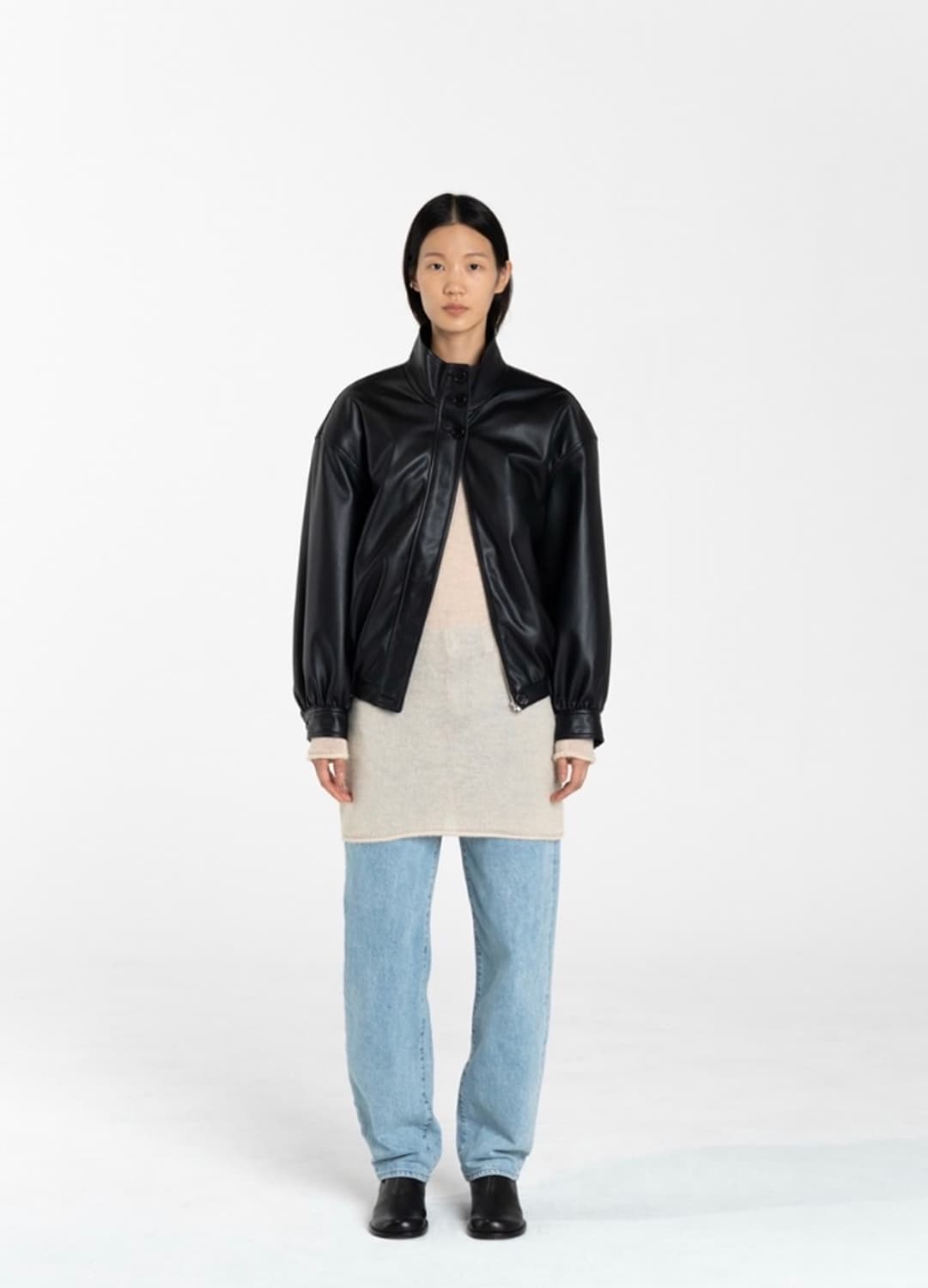 21FW 아모멘토 비건 레더 블루종 자켓 블랙 상품이미지6