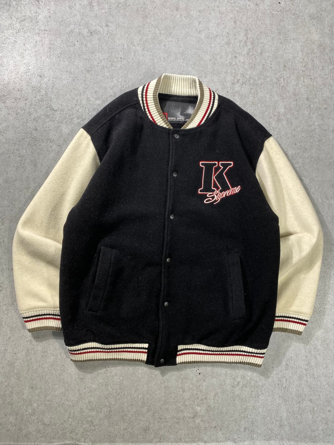 [L] 90-00s Karl Kani 칼카니 올드스쿨 울 바시티 자켓 상품이미지1