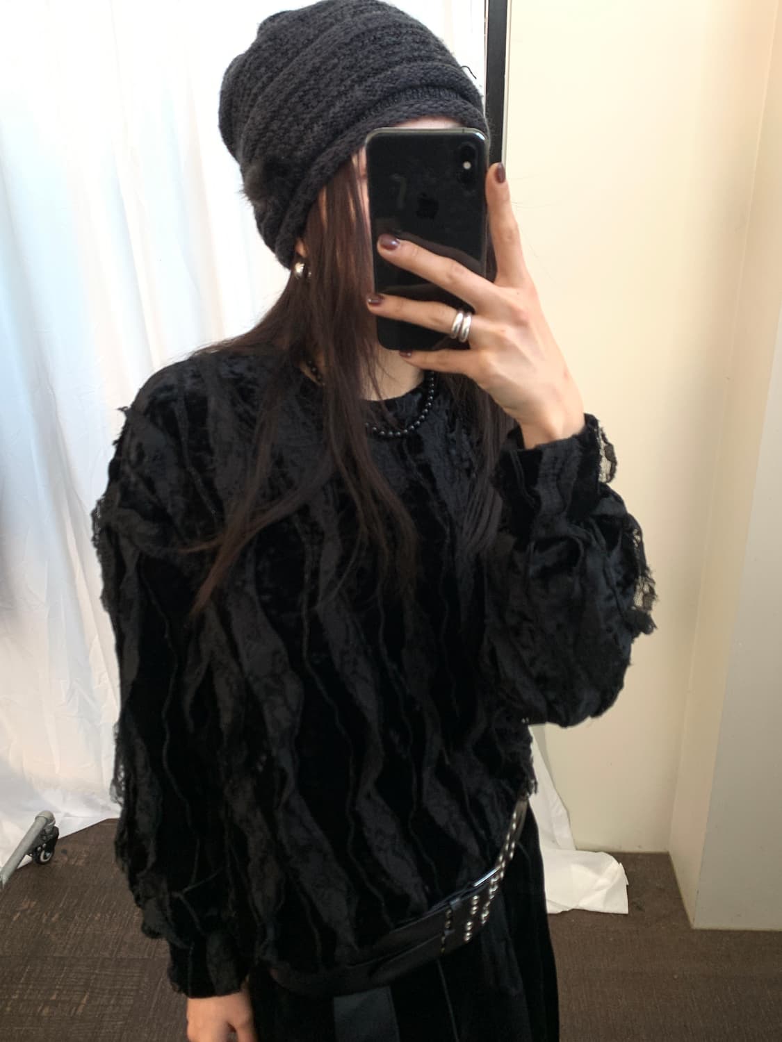 빈티지 벨벳 레이스 탑 상품이미지4