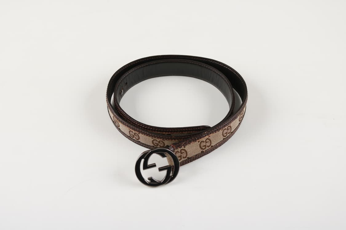 [여성 F] 구찌 GG 모노그램 캔버스 레더 벨트 (정품) 상품이미지1