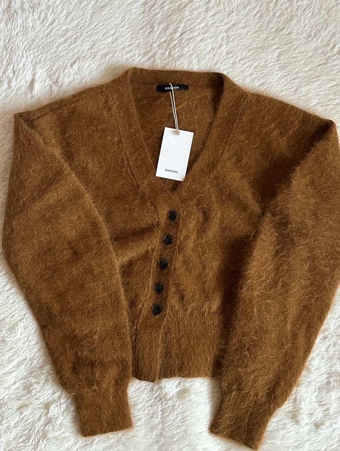 택O) 다이애그널 모헤어 실루엣 가디건 브라운 상품이미지7