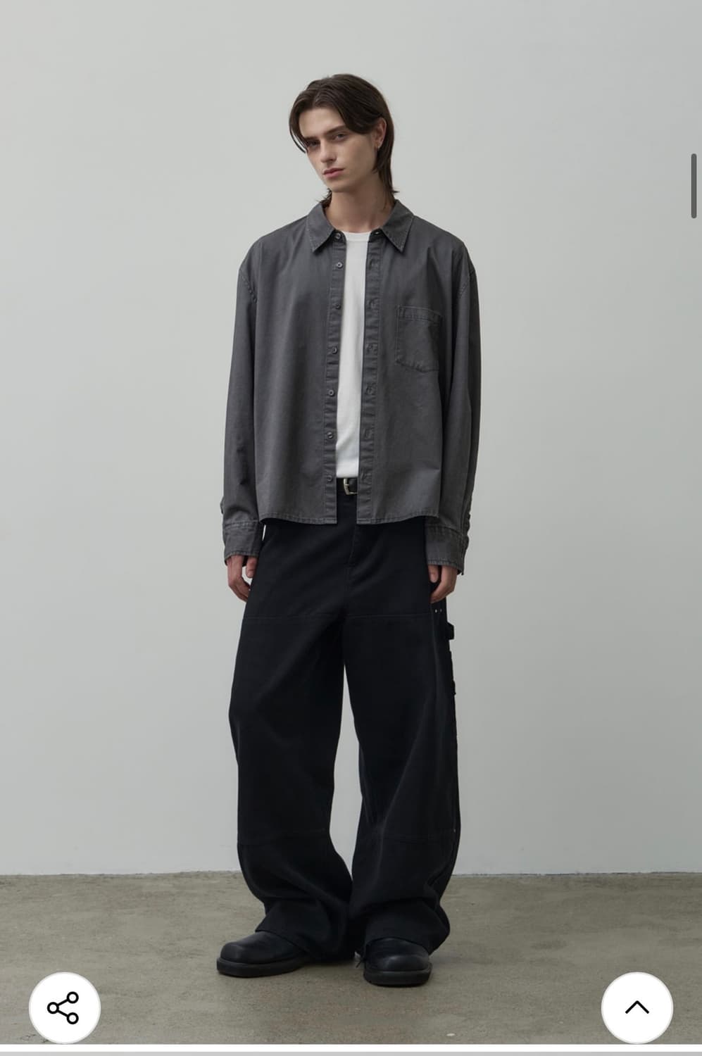 (새상품)(L) 알리스 애쉬드 가먼츠 크롭 피그먼트 셔츠 [차콜] 판매 상품이미지5