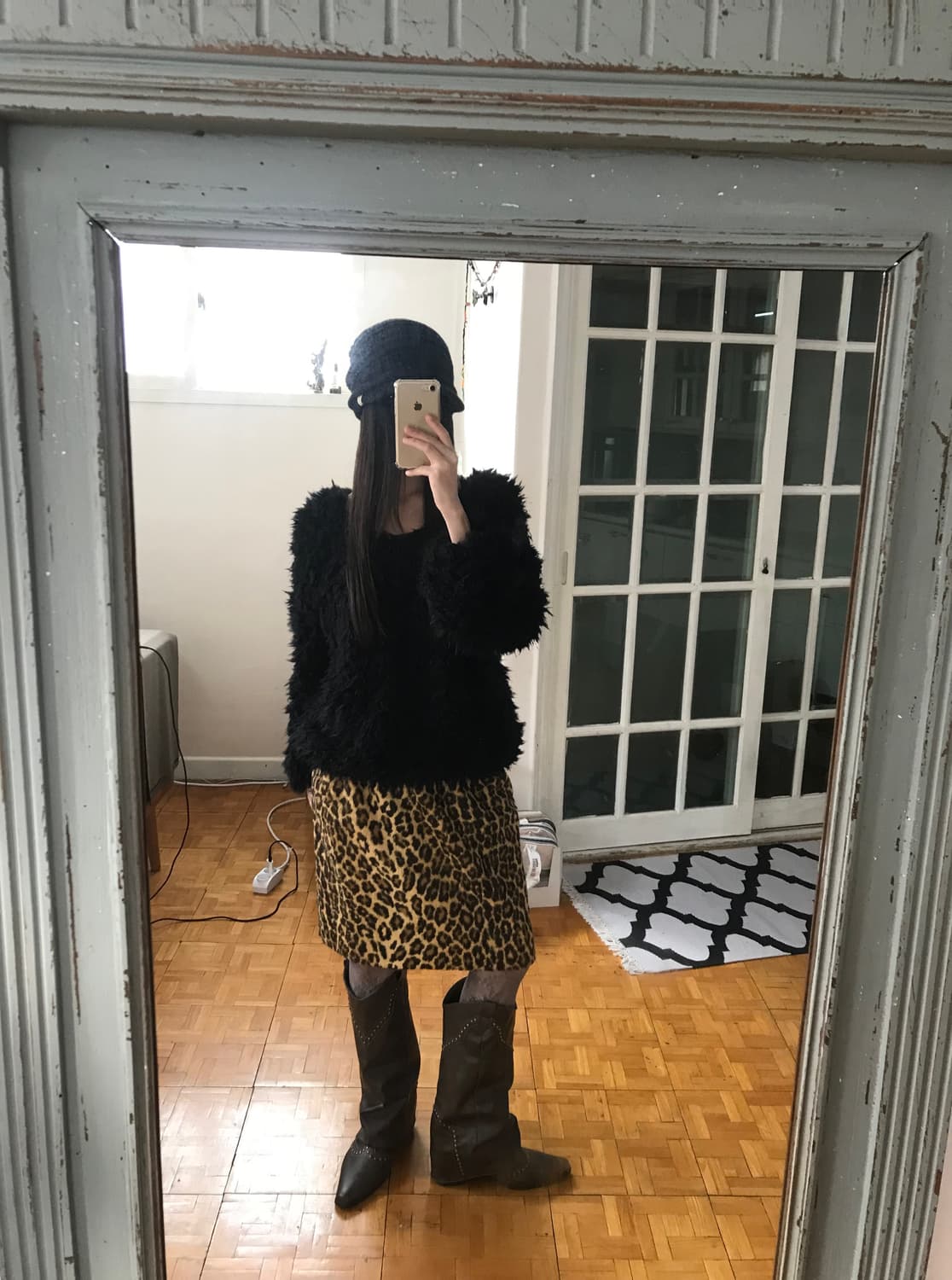 vintage black fur top 상품이미지1