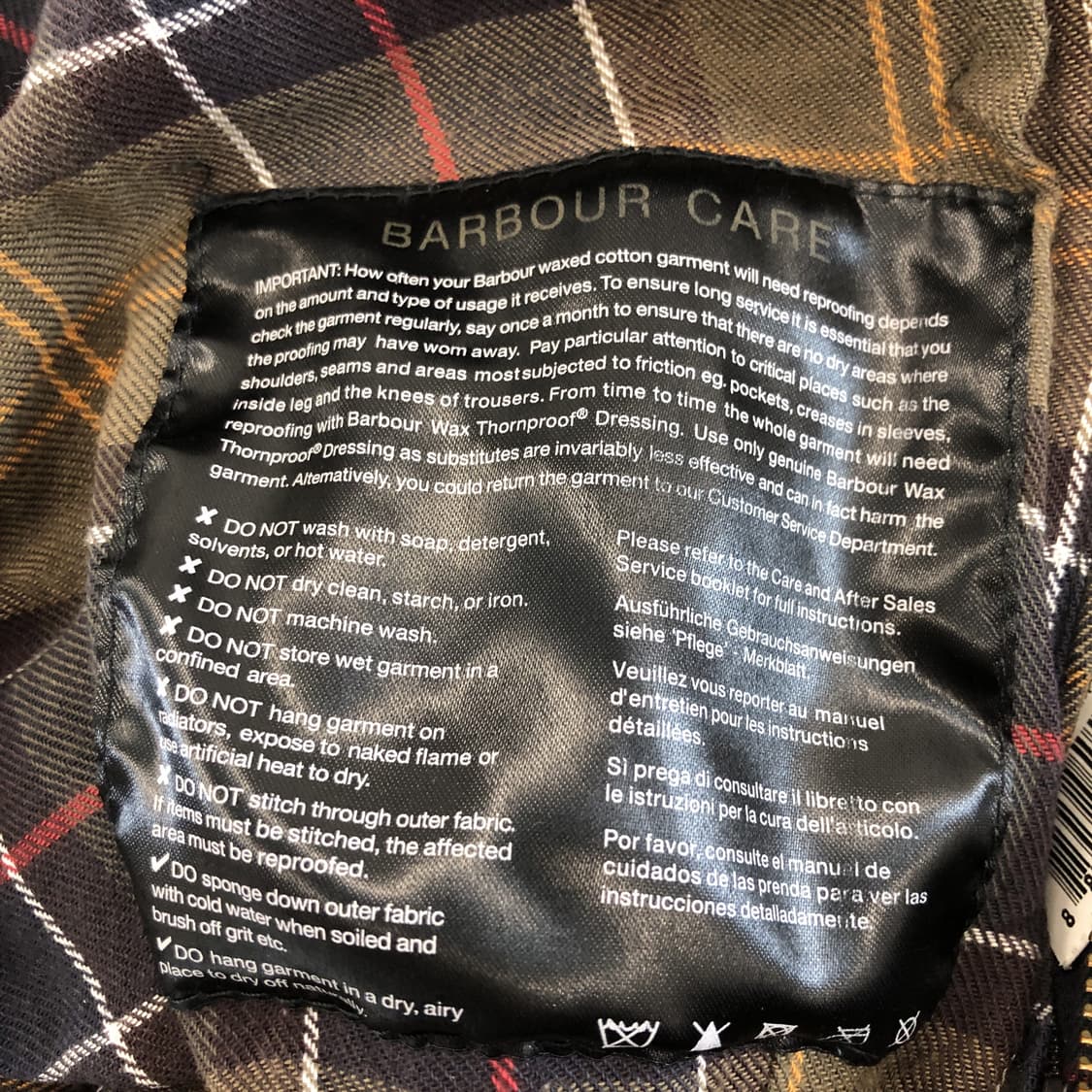 바버 클래식 비드넬 왁스코튼자켓 UK12  상품이미지8