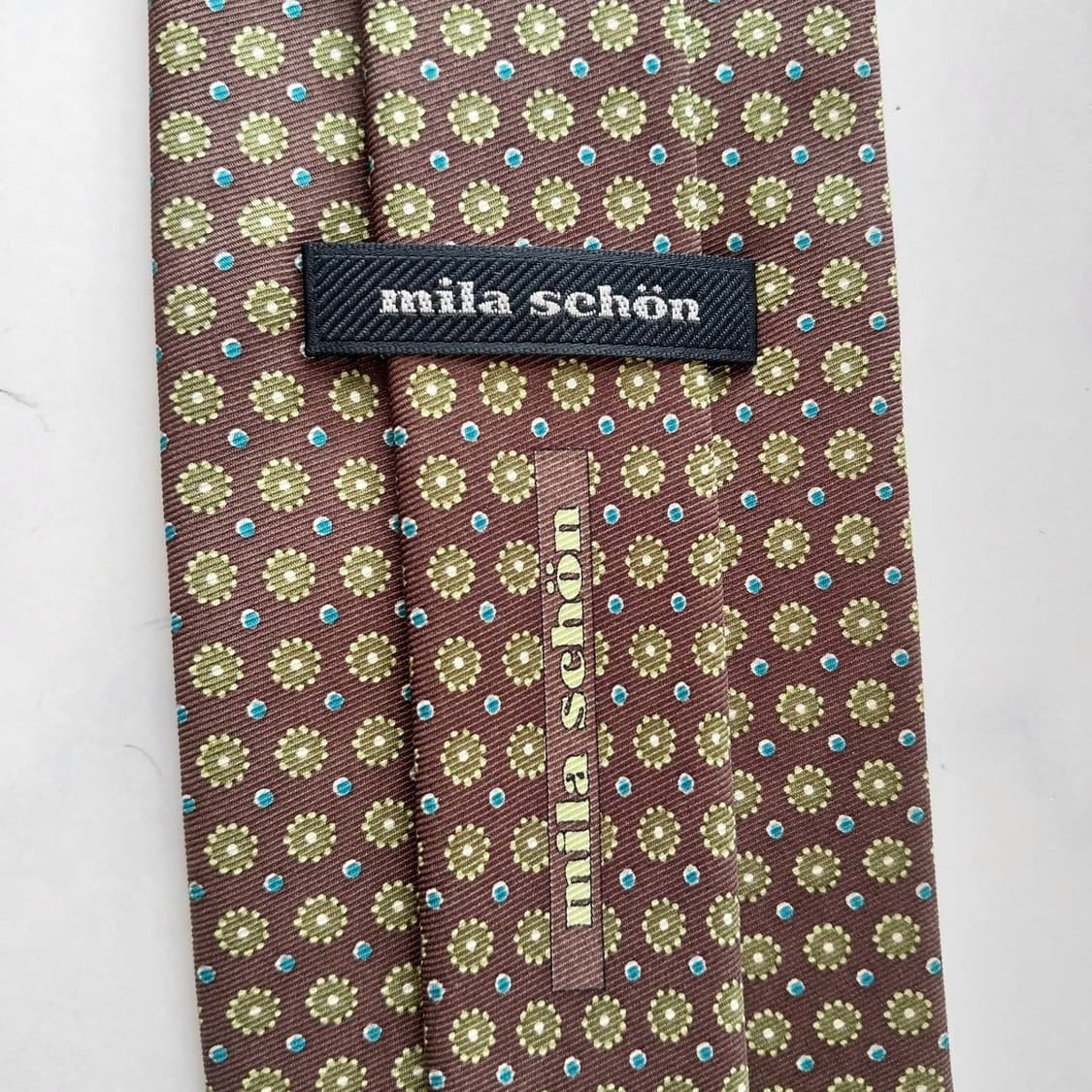 밀라숀 실크 브라운 플라워 패턴 넥타이 9.5cm A+등급 K2326 상품이미지9